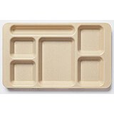 Beige, 2x2 Polycarbonate 6-Compartment Cafeteria Trays 24/PK