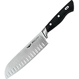 Black, Forged Carbon Steel Santoku Knife, Granton Edge, 7.12"