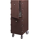 Dark Brown, Double Compartment Food Cart for Sheet Pans / Trays