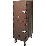 Dark Brown, Double Compartment Food Cart for Sheet Pans / Trays, Lockable