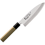 Light Wood Tone, Stainless Steel Deba Japanese Sushi Knife W/ Wooden Handle, 6.5"