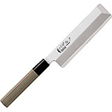 Light Wood Tone, Stainless Steel Usuba Japanese Sushi Knife W/ Wooden Handle, 7.13"