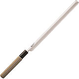 Light Wood Tone, Stainless Steel Tako Sashimi Japanese Sushi Knife W/ Wooden Handle, 13"