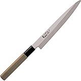 Light Wood Tone, Stainless Steel Yanagi Sashimi Japanese Sushi Knife W/ Wooden Handle, 8.38"