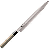 Light Wood Tone, Stainless Steel Yanagi Sashimi Japanese Sushi Knife W/ Wooden Handle, 11.88"