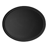 Black, 19-1/4" x 23-1/8" Oval Non-Slip Fiberglass Food Trays, 6/PK