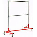 Red Z-Rack, Laundry Room Clothes Rack 60" L x 72" Uprights, Double Rail