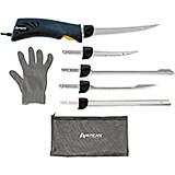 Blue, Classic EFK Electric Knife Set, 5 Fillet Blades, Glove and Carrying Bag