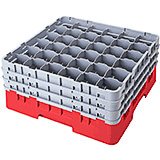 Red, 36 Comp. Glass Rack, Full Size, 9-3/8" H Max.