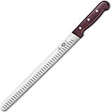 12" Roast Beef Slicer Knife, Granton Blade, 1.25" Wide Rosewood Handle