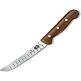 6" Boning Knife, Curved, Wide, Granton, Stiff Blade, Rosewood Handle