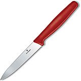 4" Paring Knife, Spear Point, Straight Blade, Red Nylon Handle