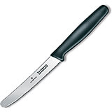 4.25" Steak Knife, Serrated Blade, Round Tip, Black Nylon Handle