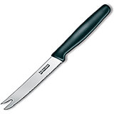 4.25" Tomato Knife, Fork-tipped Blade, Serrated Edge, Black Nylon Handle