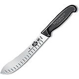 8" Butcher Knife, Straight, Granton Blade, Black Fibrox Handle