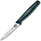 3.25" Paring Knife, Spear Point, Serrated Blade, Small, Black Nylon Handle