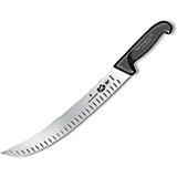 12" Cimeter Knife, Curved Blade, Granton, Black Fibrox Handle