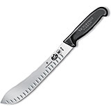 10" Butcher Knife, Straight Blade, Granton Blade, Black Fibrox Handle