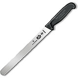 10" Roast Beef Slicer Knife, Serrated Blade, Round Tip, Black Fibrox Handle