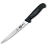 7" Fillet Knife, Straight Blade, Flexible, Black Fibrox Handle