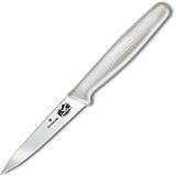 3.25" Paring Knife, Spear Point, Straight Blade, White Nylon Handle