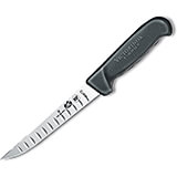 6" Boning Knife, Wide Blade, Stiff, Granton Blade, Black Fibrox Handle