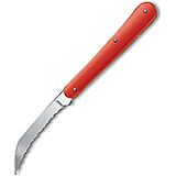 2.5" Bakers Knife, Folding Blade, Serrated Edge, Red Alox Handle