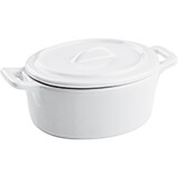 White, Porcelain Mini Oval Casserole with Lid