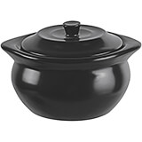 Black, Stoneware Soup Crock W/ Lid