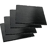 Black, Natural Slate Plates, Square, 4", 4/PK