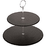 Black, Natural Slate Display Stand, Two-Tier