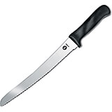 10" Bread Knife, Curved Blade, Serrated Edge, Black Polypropylene Handle
