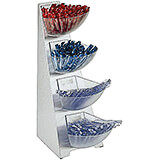 Clear, Stainless Steel Condiment Tower, 4 Acrylic Bins