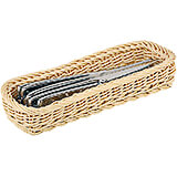 Light Wood Tone, Polyrattan Rectangular Flatware/bread Basket, 10.63" X 4"