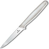 3.25" Paring Knife, Spear Point, Serrated Blade, Small, White Nylon