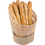 Light Wood Tone, Polyrattan Round Bread Basket, 13.75" Diam