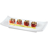 White, Melamine Footed Sushi Tray, 8.63" X 4.75"