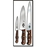 3-piece Chefs Knife Set, Rosewood Handles, 8" Slicer, 8" Chef, 4.75" Utility