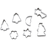 Stainless Steel Christmas Cookie Cutters, Set Of 7 Assorted Pieces