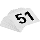 White, Plastic 4" X 4" Double Sided Table Numbers, 51-100, Black Lettering, 50/PK