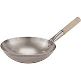 Steel Chinese Wok with Wooden Handle, 14"