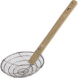Stainless Steel Asian Style Spider Skimmer, Coarse Mesh, Wood Handle 7.88"