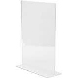Clear, Acrylic 8.5 X 11" Tabletop Sign Holder, T-Shaped Base, Side Insert, 3/PK