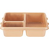 Beige, 3-Compartment, Polycarbonate Meal Delivery Tray, 24/PK