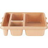 Tan, Co-Polymer Meal Delivery Tray, 4 Compartments, 24/PK