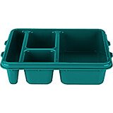 Teal, Polycarbonate Meal Delivery Tray, 4 Compartments, 24/PK
