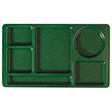 Grass Green, 2x2 Co-Polymer 6-Compartment Cafeteria Trays, 24/PK