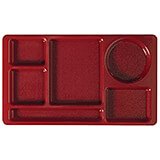 Cranberry, 2x2 Polycarbonate 6-Compartment Cafeteria Trays 24/PK