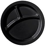 Black, 9" Compartment Plates, Unbreakable Dinnerware 48/PK