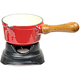 Red, Cast Iron Saucepan / Butter Warmer Wit Black Base, 0.5 Qt